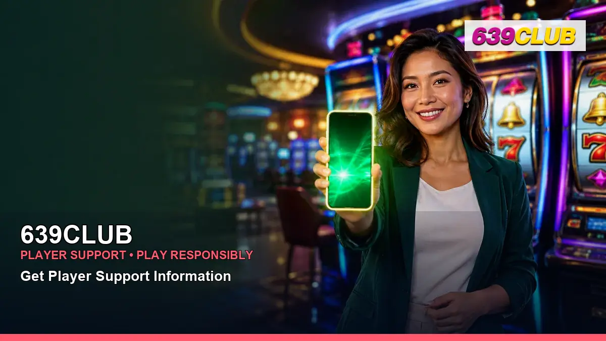 639CLUB casino first deposit rewards featuring an adult Filipina casino host with a vivid composition